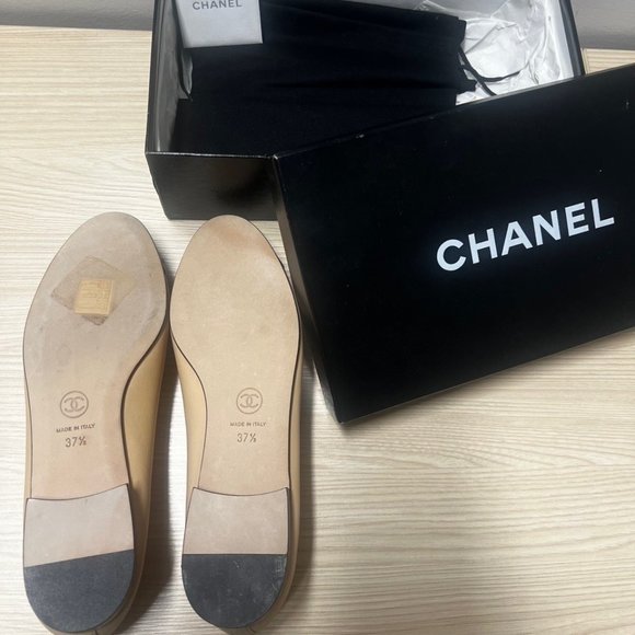 Chanel Interlocking CC Logo Ballet Flats 37.5 - Picture 7 of 8